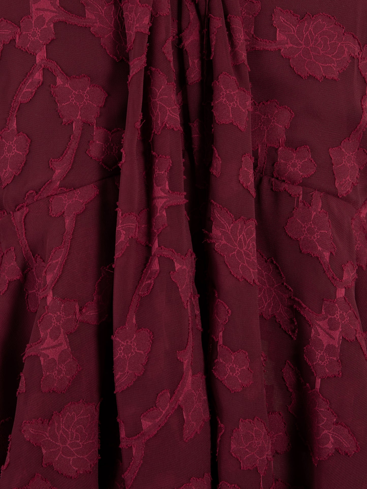 Lovedrobe Berry Floral Burnout Pussybow Peplum Blouse