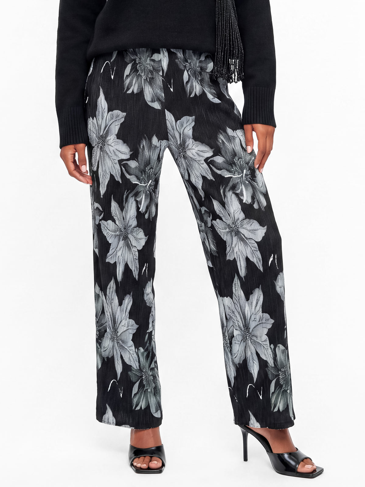 Lovedrobe Floral Print Plisse Palazzo Trousers