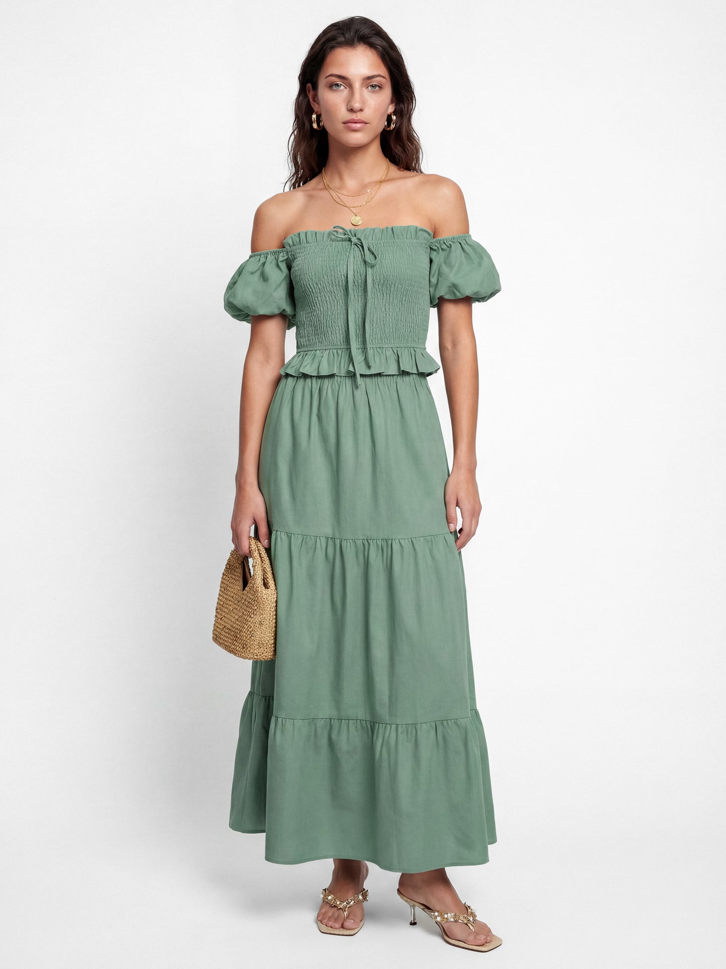 Lovedrobe Sea Green Short Sleeve Shirred Top Co-Ord