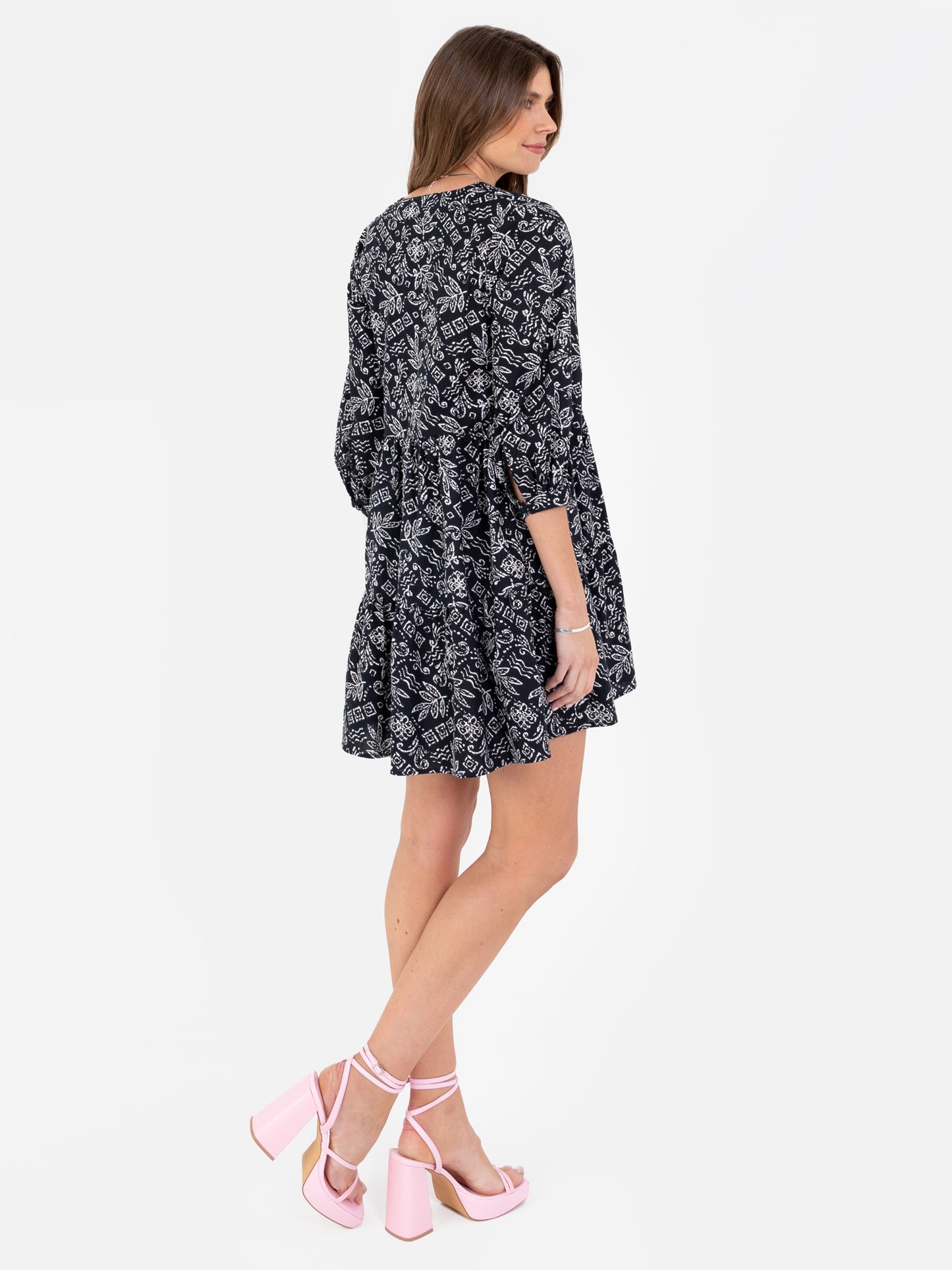 Lovedrobe Monochrome Cotton Mini Smock Dress