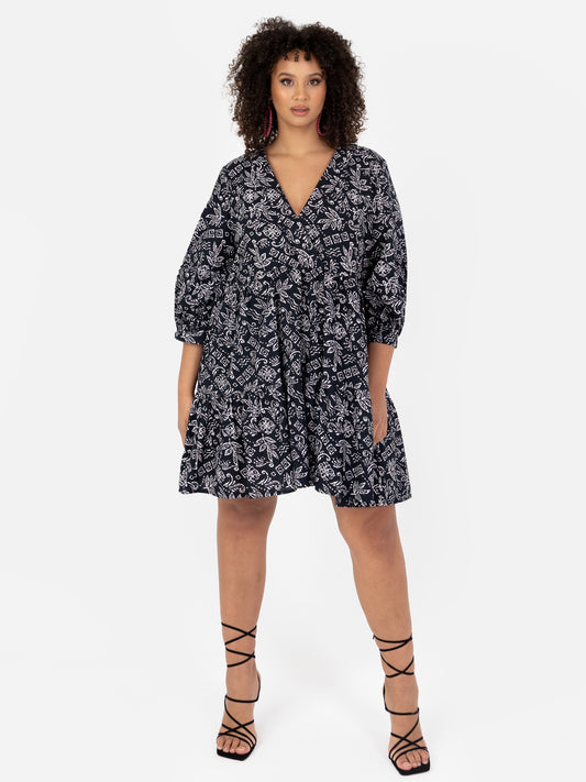 Lovedrobe Monochrome Cotton Mini Smock Dress