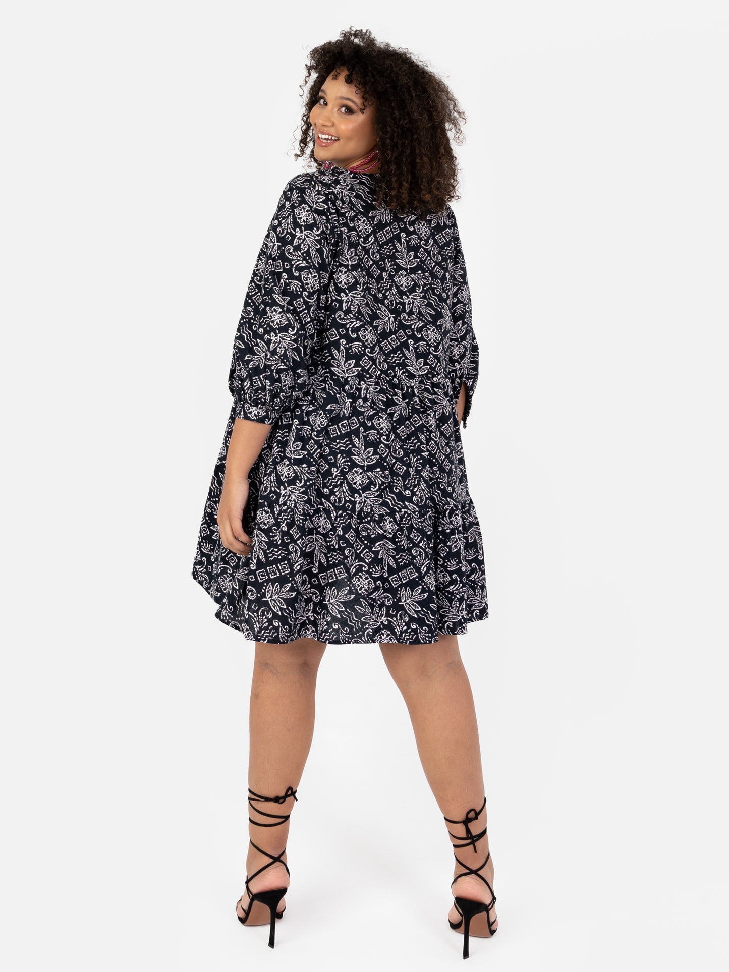 Lovedrobe Monochrome Cotton Mini Smock Dress