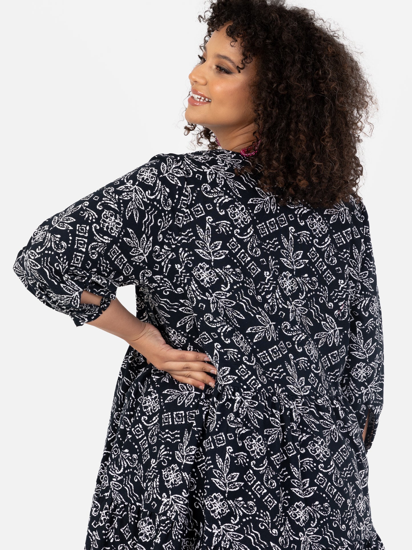 Lovedrobe Monochrome Cotton Mini Smock Dress