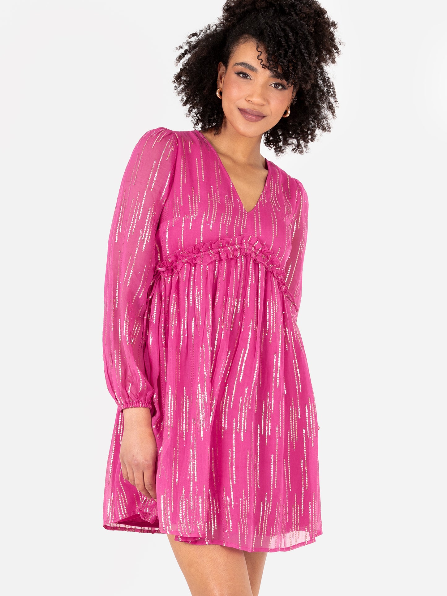 Lovedrobe Pink & Gold Midi Dress with Side Ties