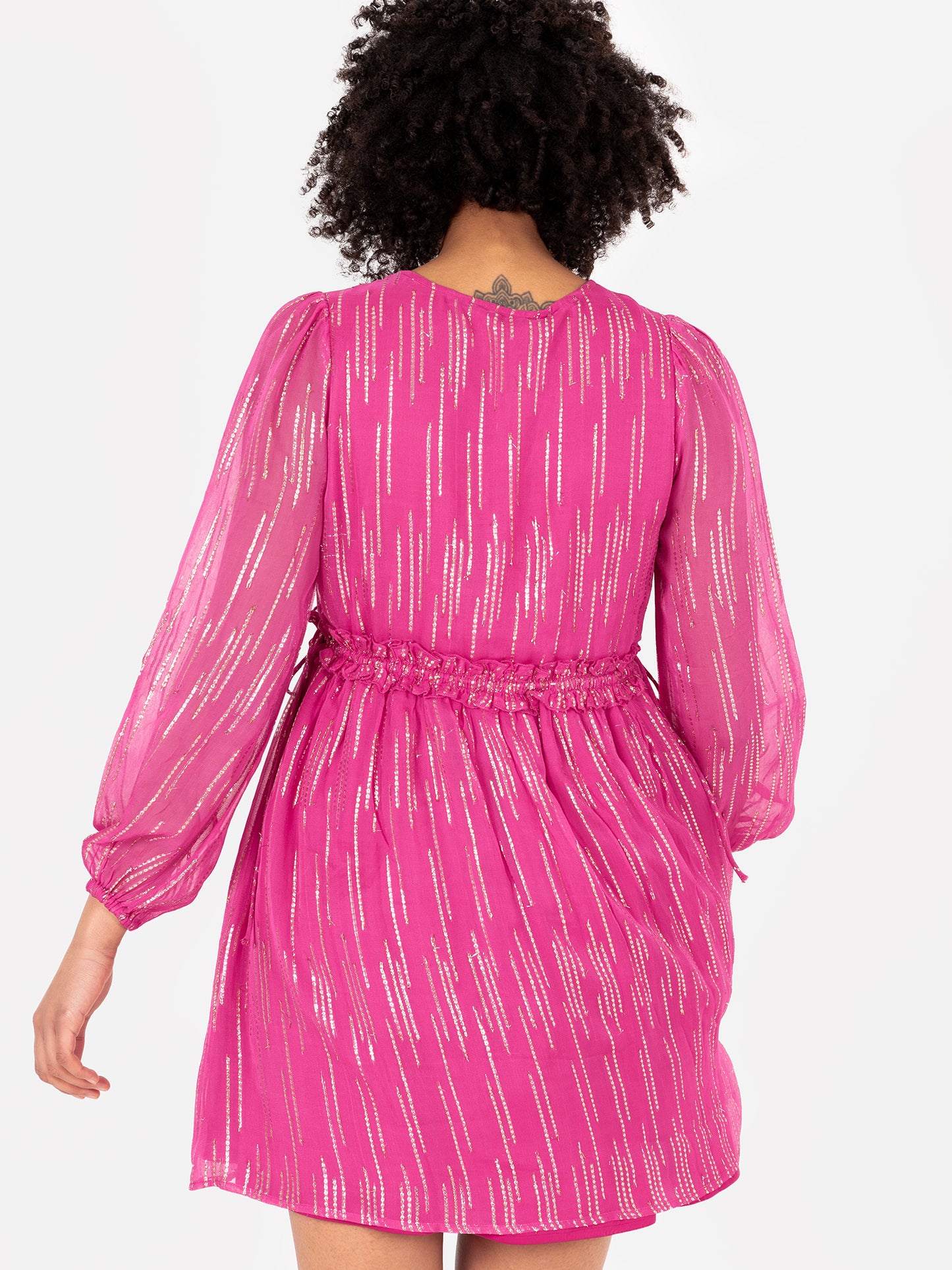 Lovedrobe Pink & Gold Midi Dress with Side Ties