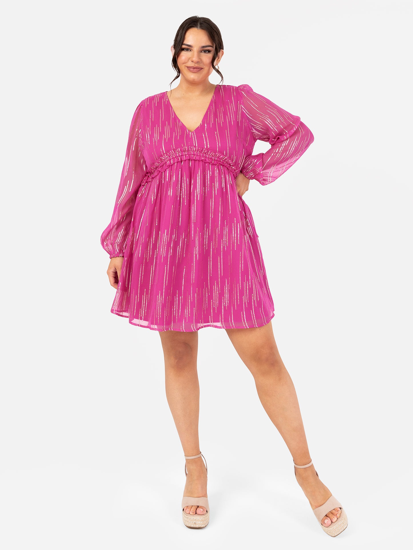 Lovedrobe Pink & Gold Midi Dress with Side Ties