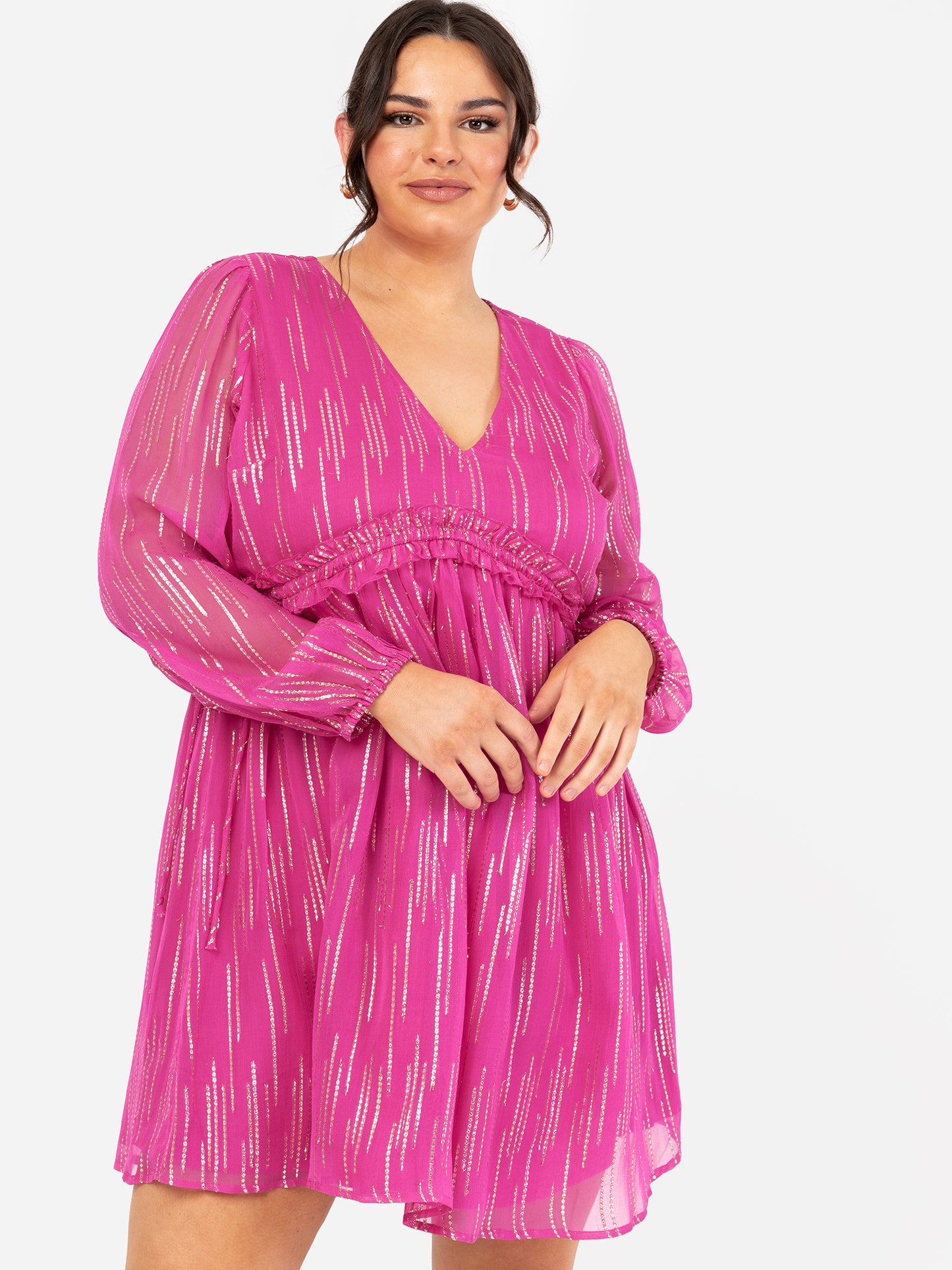 Lovedrobe Pink & Gold Midi Dress with Side Ties