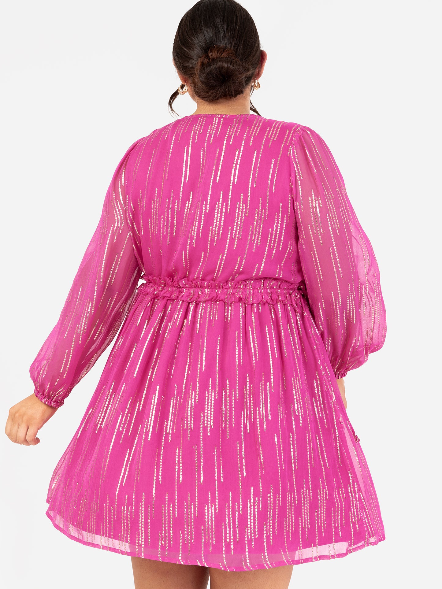 Lovedrobe Pink & Gold Midi Dress with Side Ties