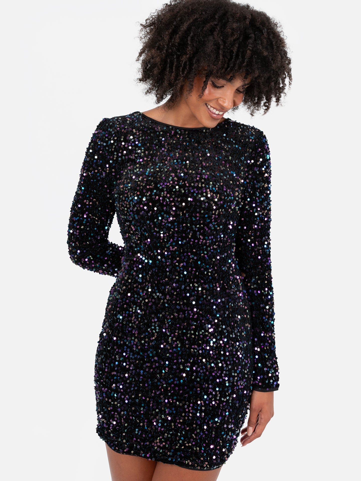 Lovedrobe Embellished V-Back Velvet Bodycon Mini Dress