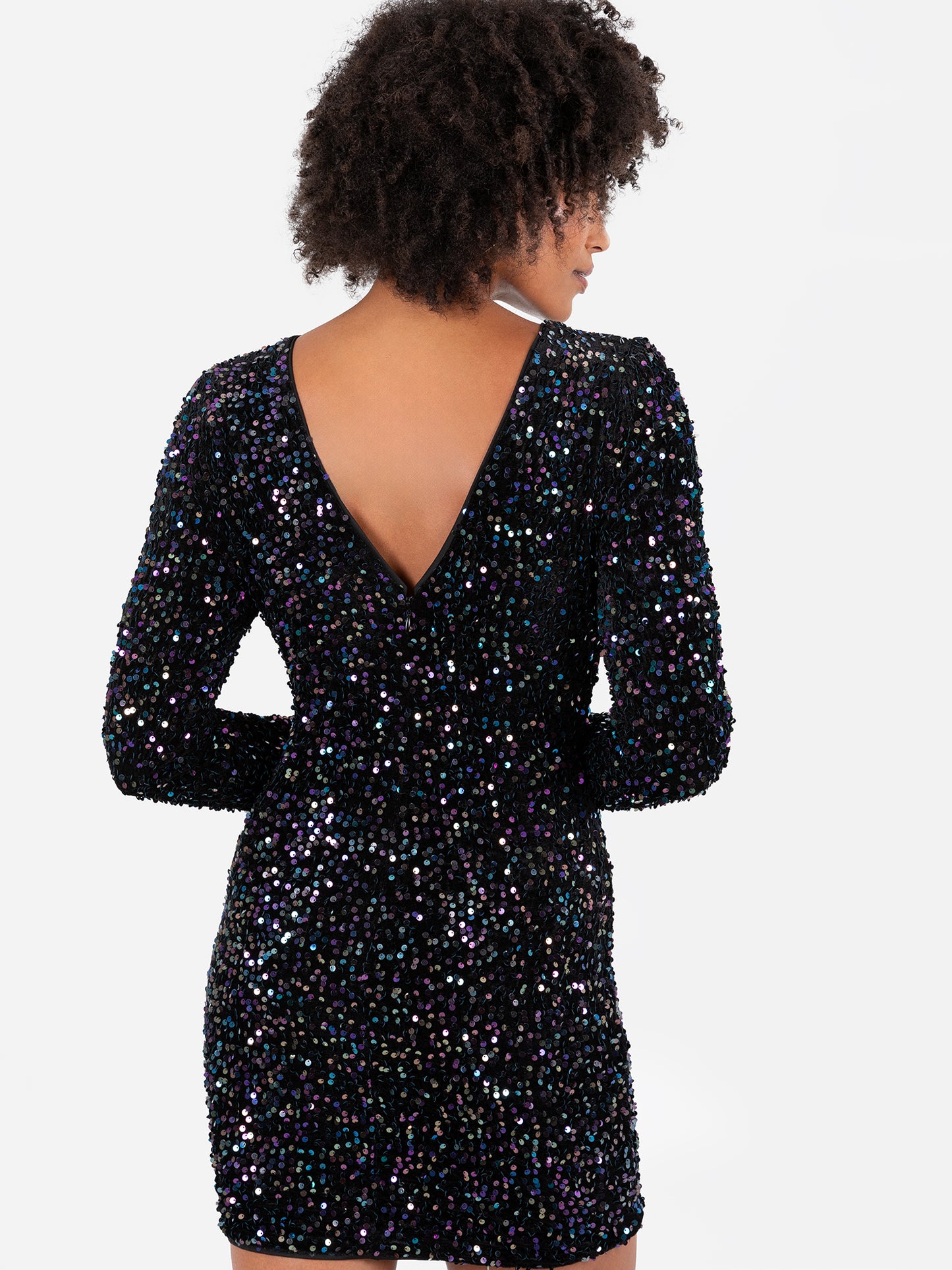 Lovedrobe Embellished V-Back Velvet Bodycon Mini Dress