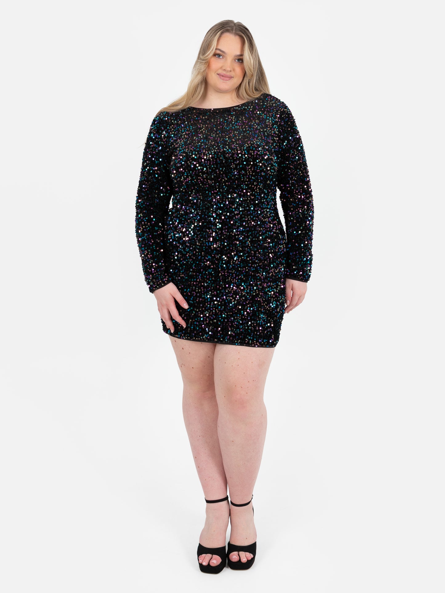 Lovedrobe Embellished V-Back Velvet Bodycon Mini Dress