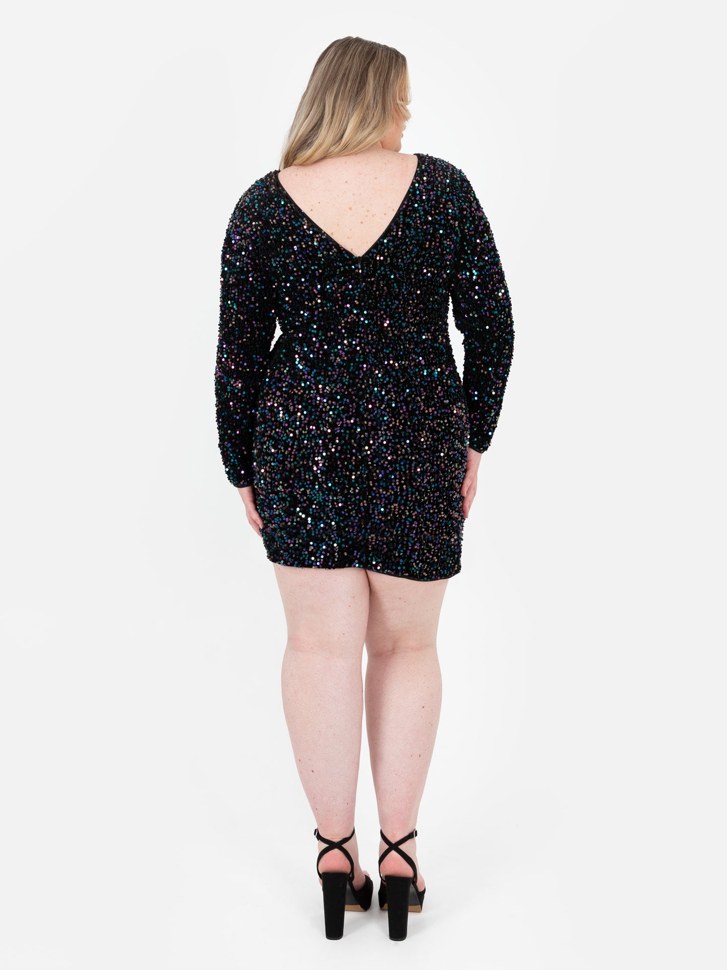 Lovedrobe Embellished V-Back Velvet Bodycon Mini Dress