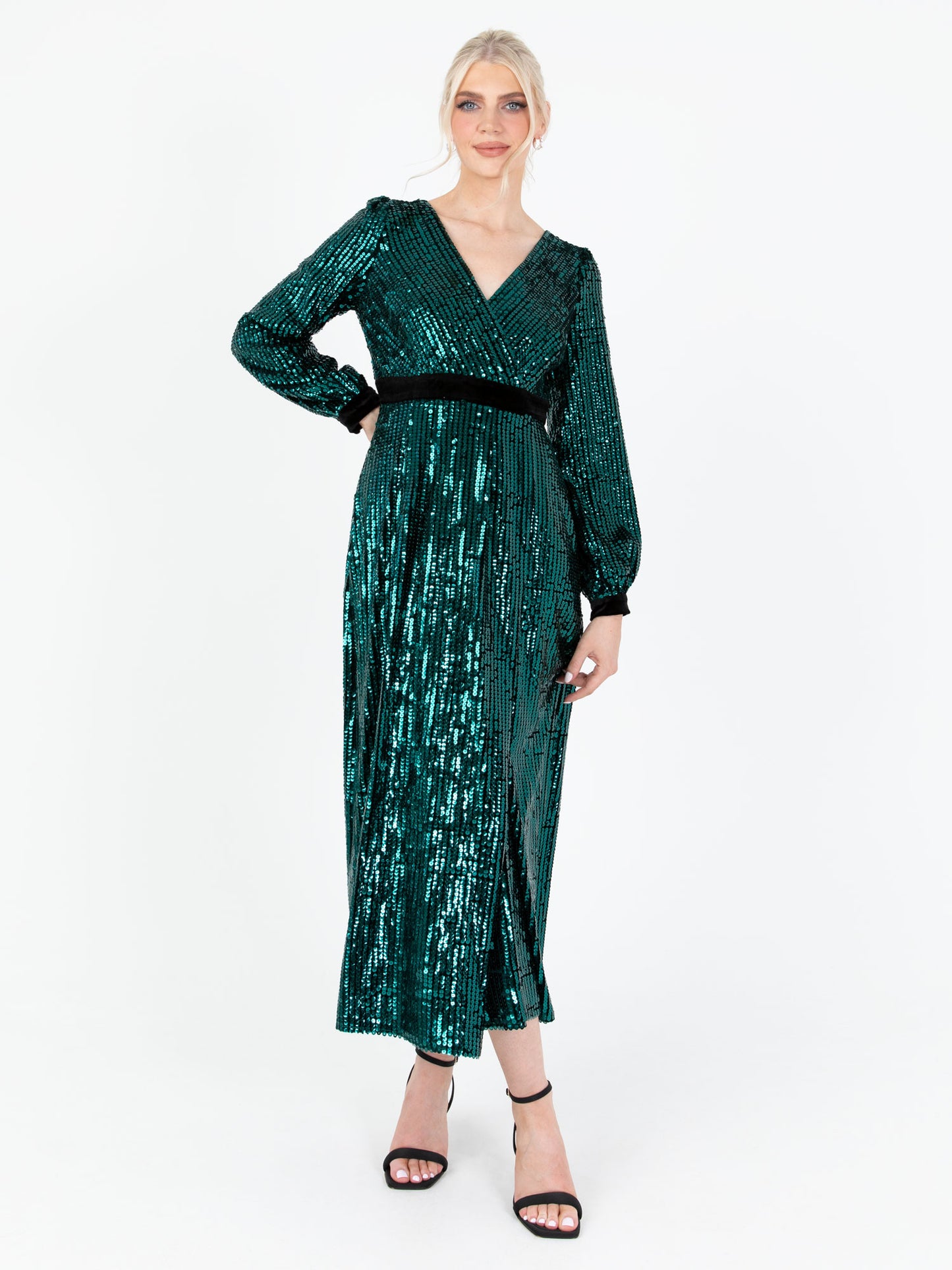 Lovedrobe Luxe Fully Embellished Velvet Midi Dress