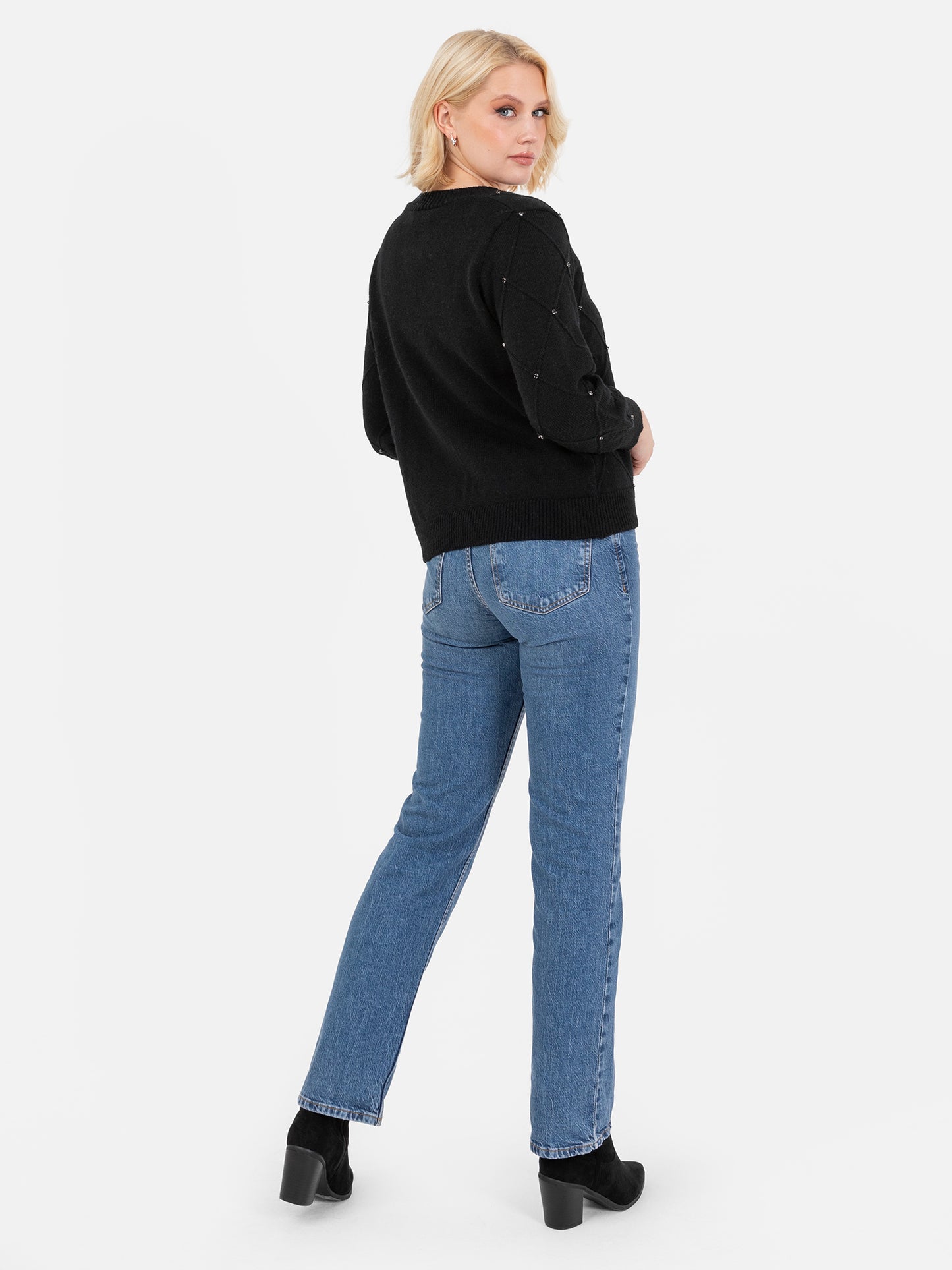 Lovedrobe Black Diamante Cardigan & Crop Top Set