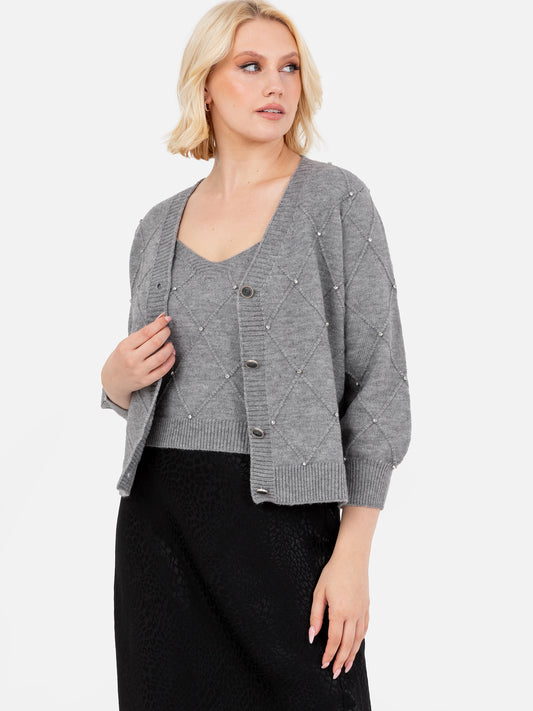 Lovedrobe Diamante Cardigan & Crop Top Set