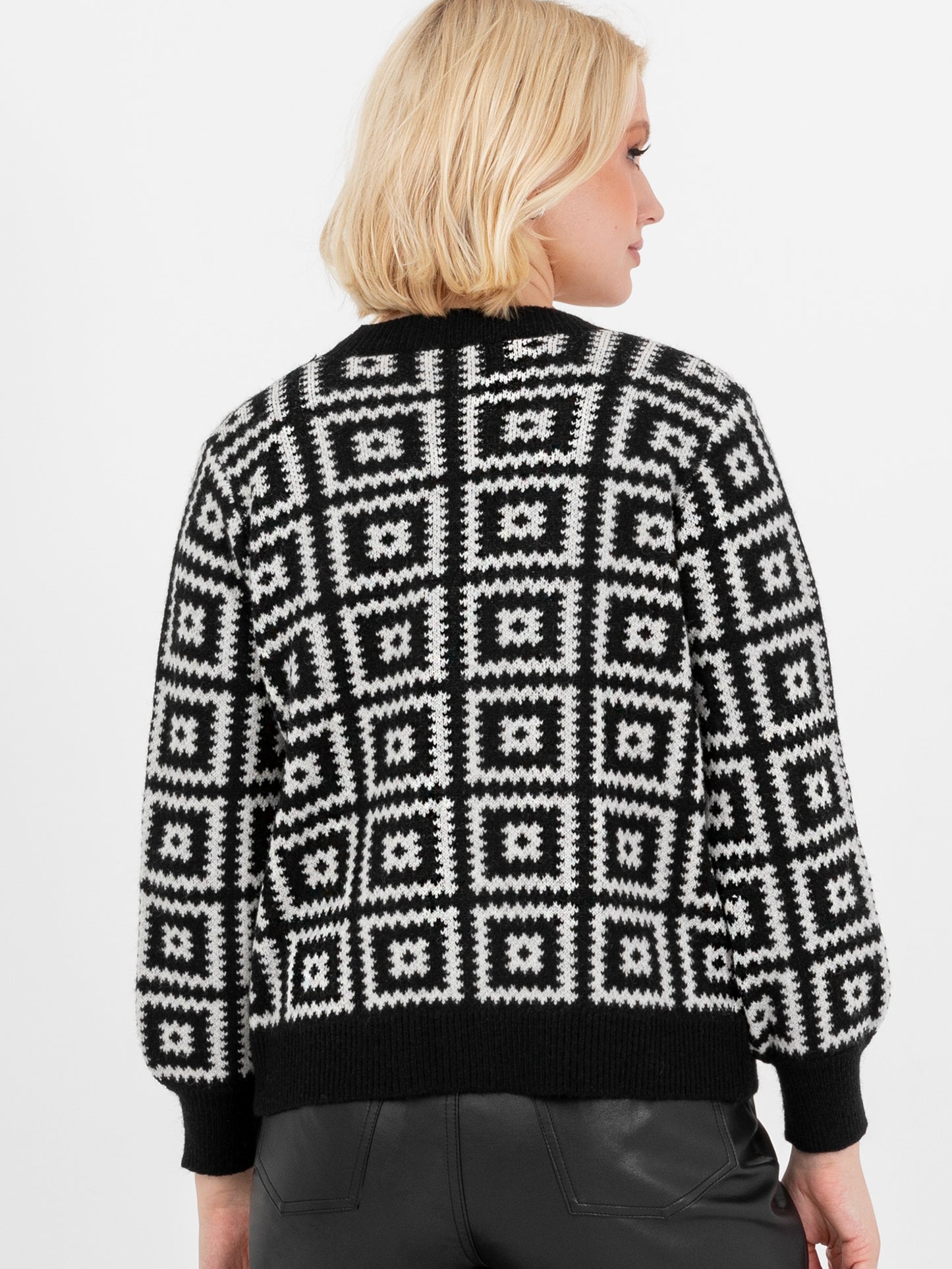Lovedrobe Monochrome Granny Square Cardigan & Crop Top Set
