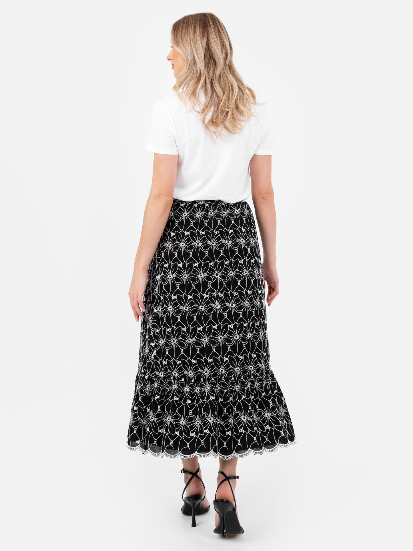 Lovedrobe Black Broderie Midaxi Skirt