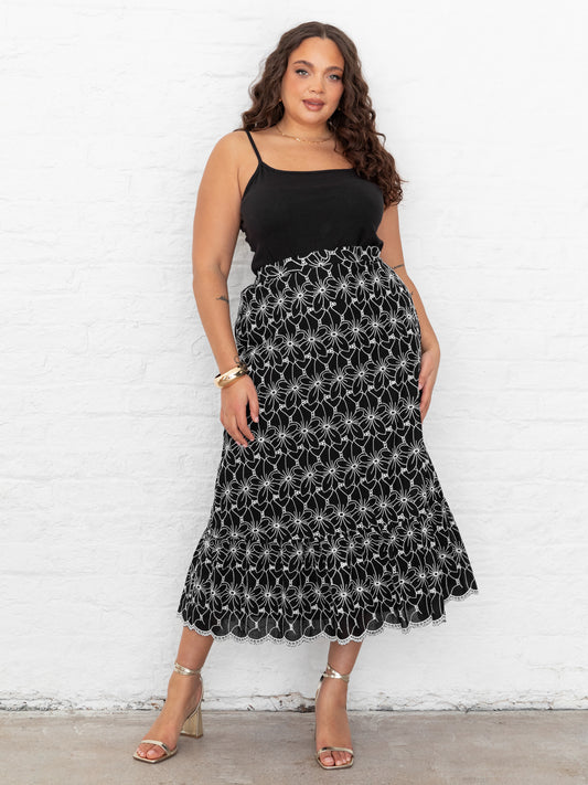Lovedrobe Black Broderie Midaxi Skirt