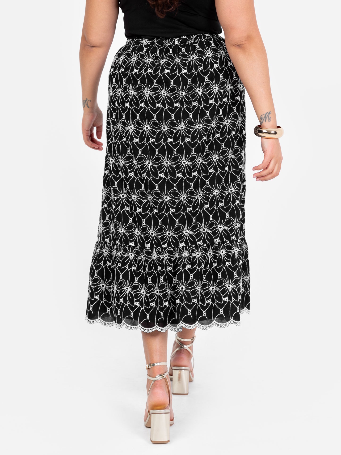 Lovedrobe Black Broderie Midaxi Skirt