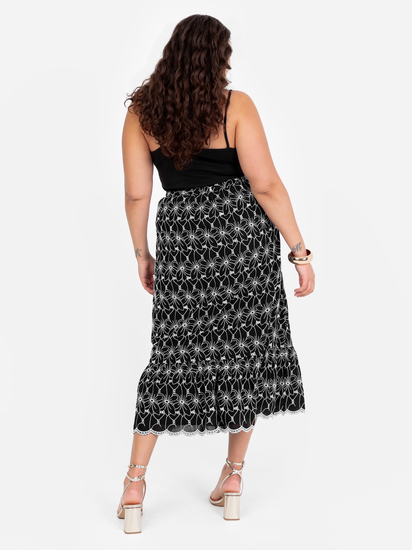Lovedrobe Black Broderie Midaxi Skirt