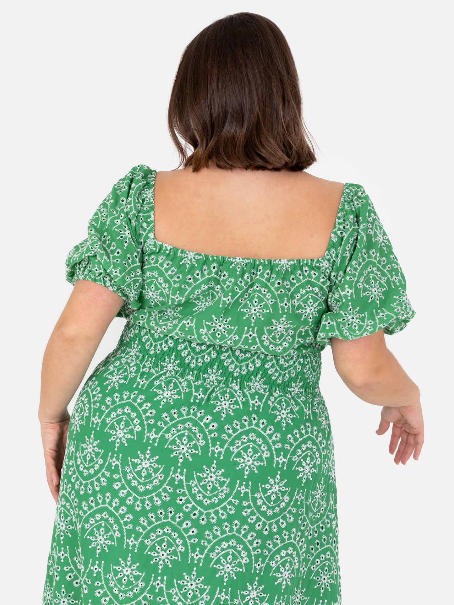 Lovedrobe Green Broderie Tie Neck Midaxi Dress