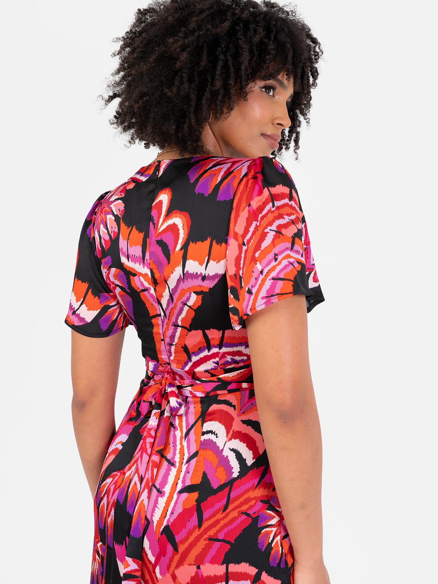 Lovedrobe Floral Angel Sleeve Waterfall Ruffle Midaxi Dress