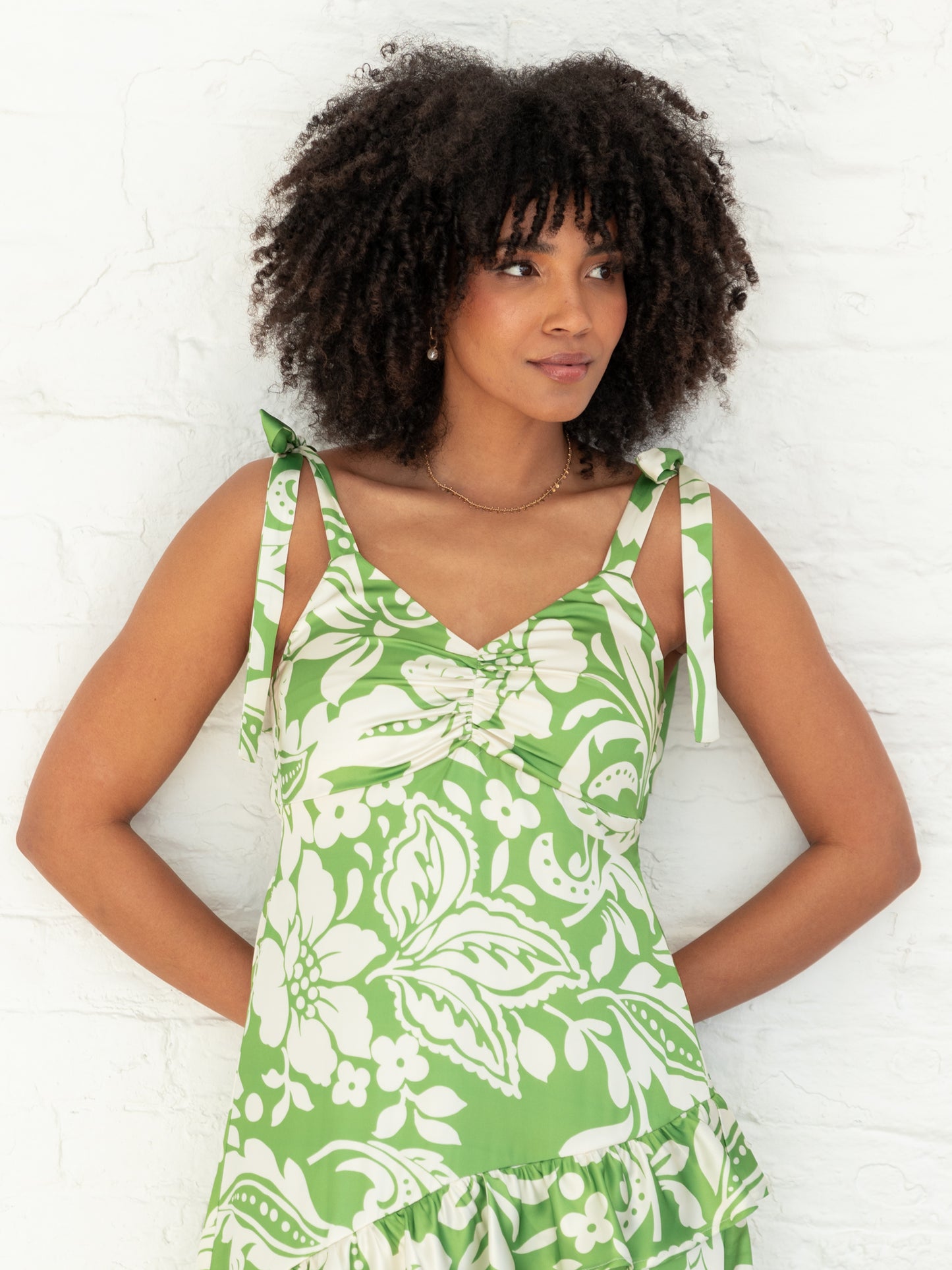 Lovedrobe Floral Tie Shoulder & Ruffle Detail Midaxi Dress