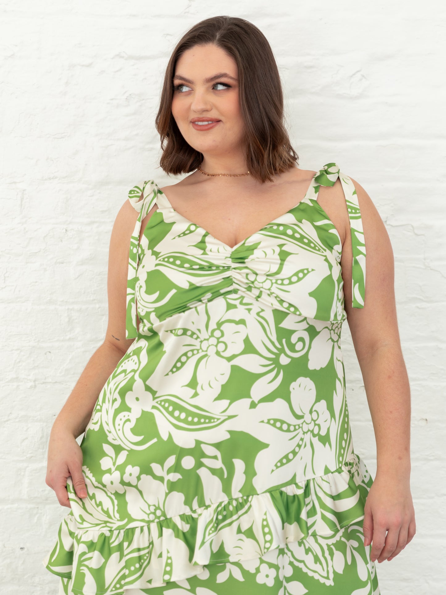 Lovedrobe Floral Tie Shoulder & Ruffle Detail Midaxi Dress