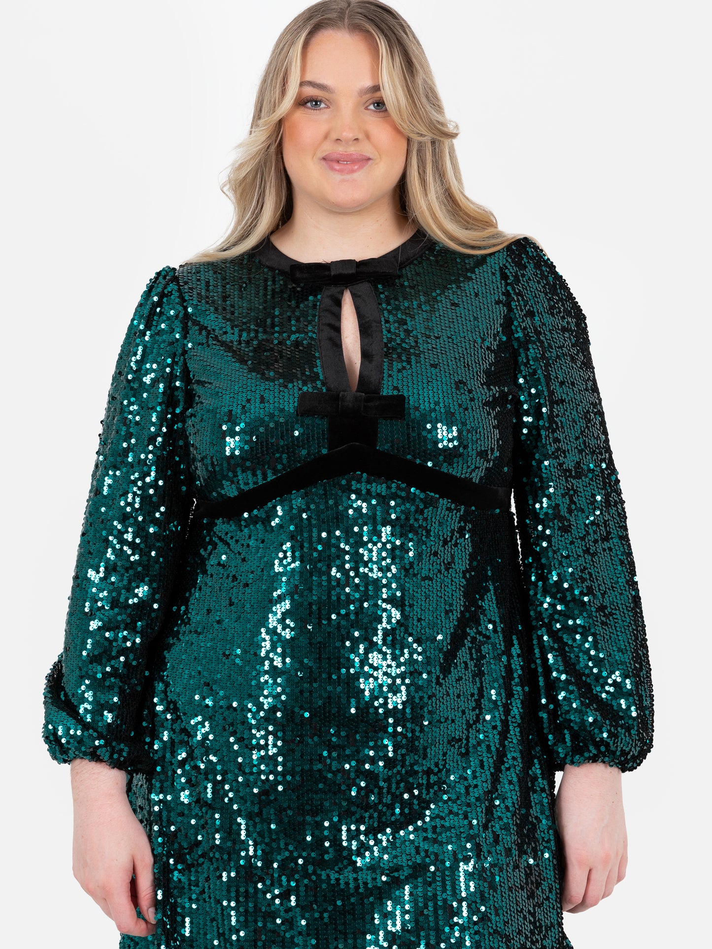 Lovedrobe Fully Embellished Velvet Bow Detail Mini Dress