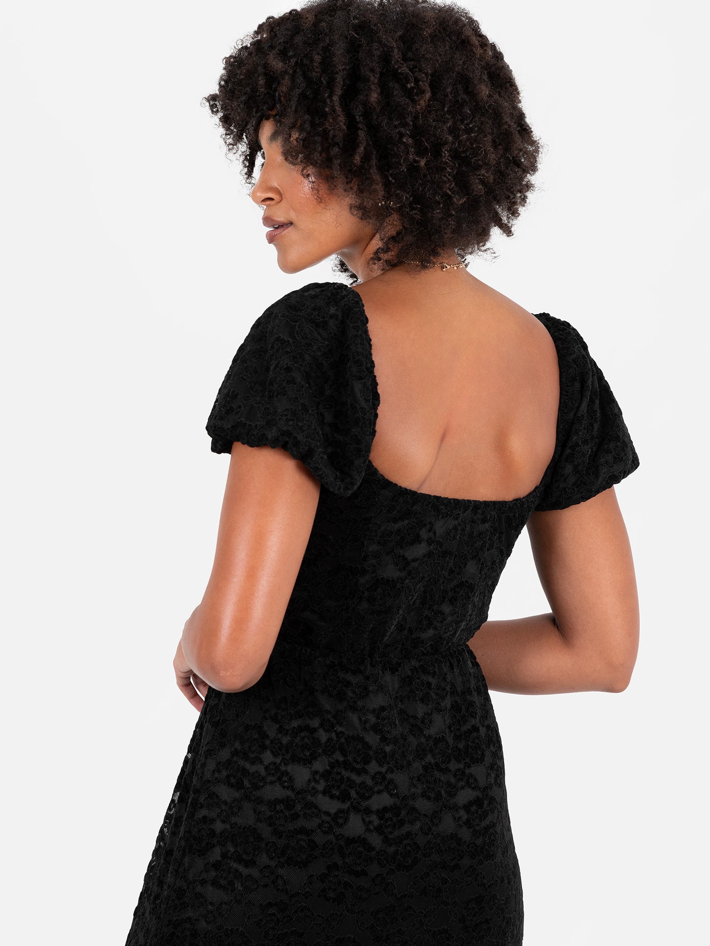 Lovedrobe Black Floral Velvet & Lace Midaxi Dress