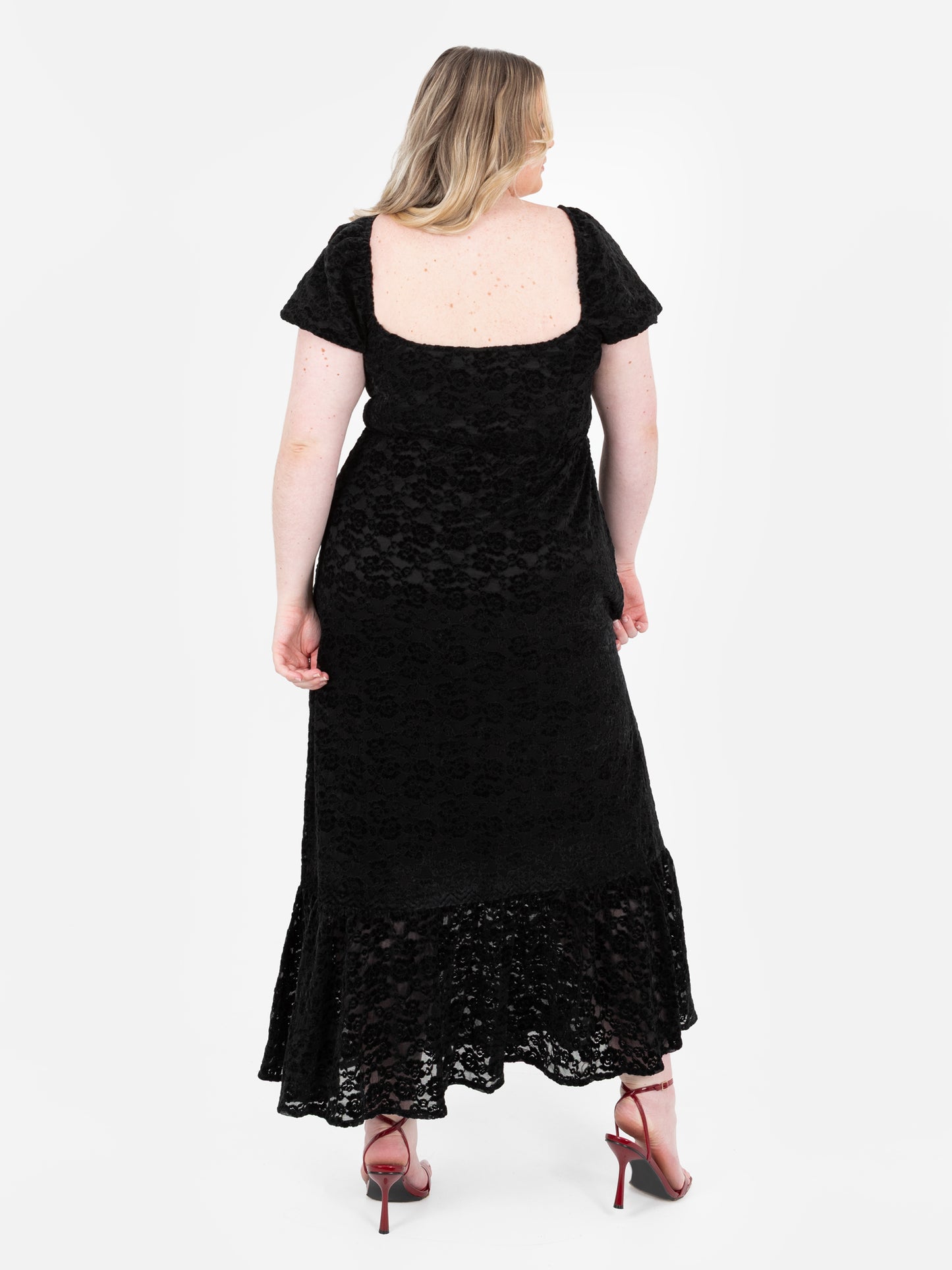 Lovedrobe Black Floral Velvet & Lace Midaxi Dress