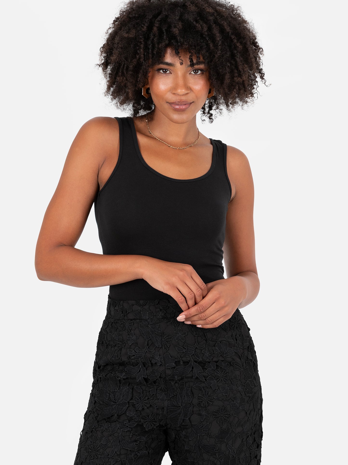 Lovedrobe Black Floral Lace Scalloped Hem Trousers