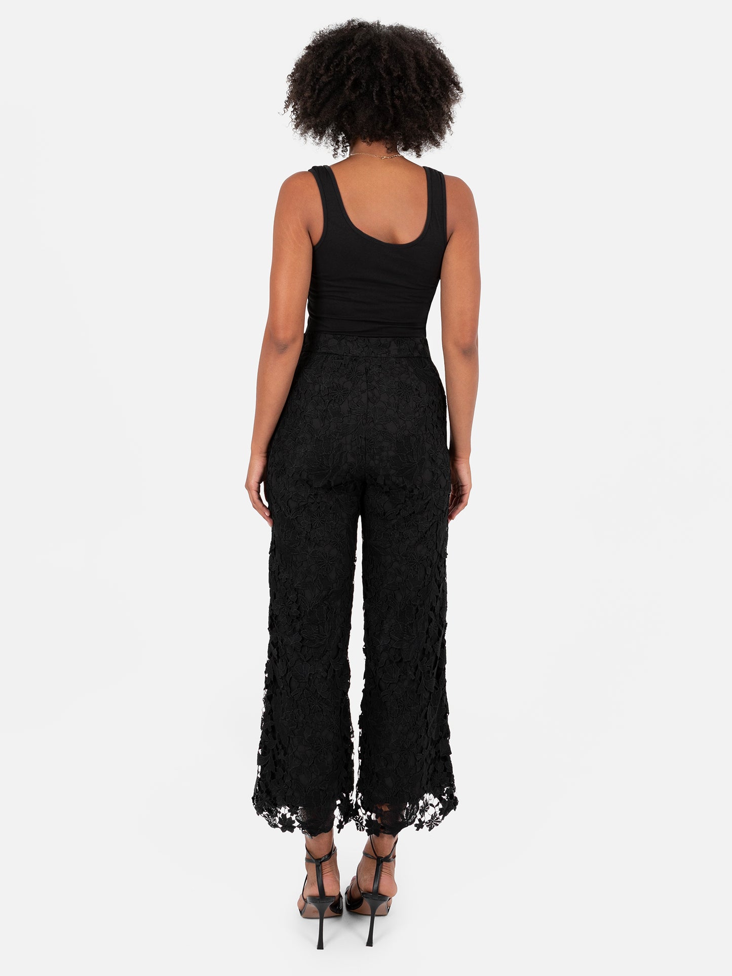 Lovedrobe Black Floral Lace Scalloped Hem Trousers