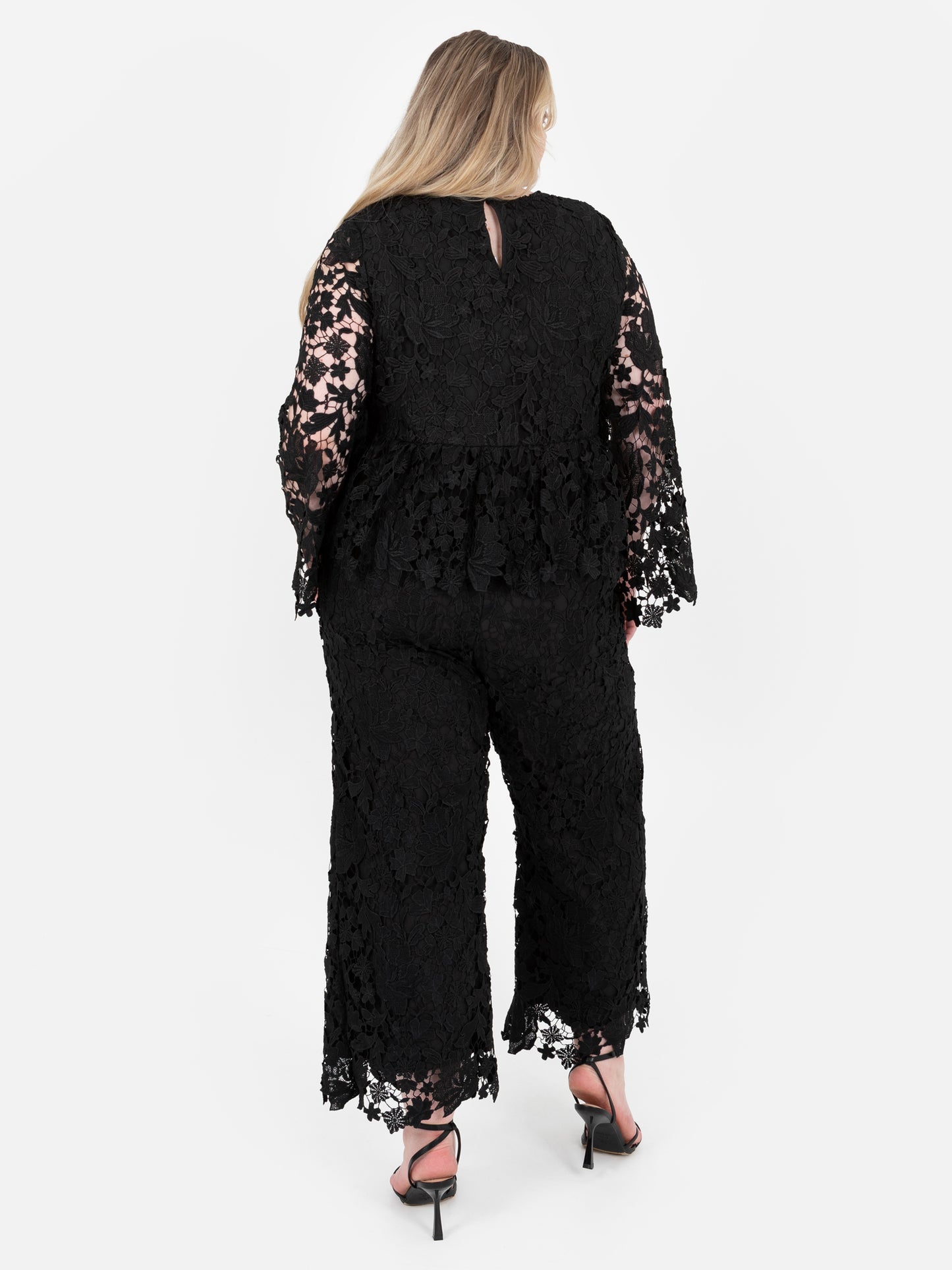 Lovedrobe Black Floral Lace Scalloped Hem Trousers