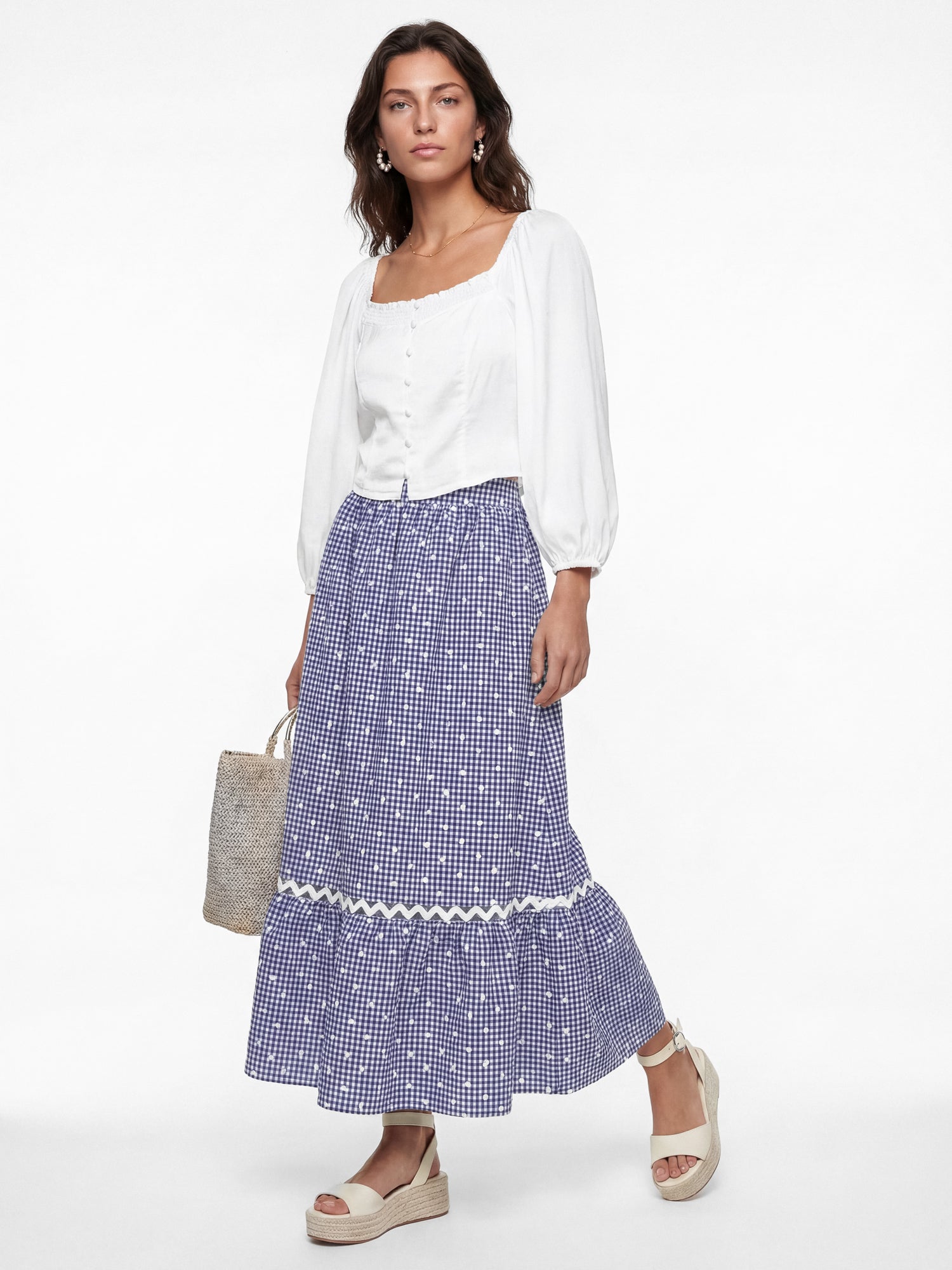 Lovedrobe Gingham & Polka Dot Midi Skirt