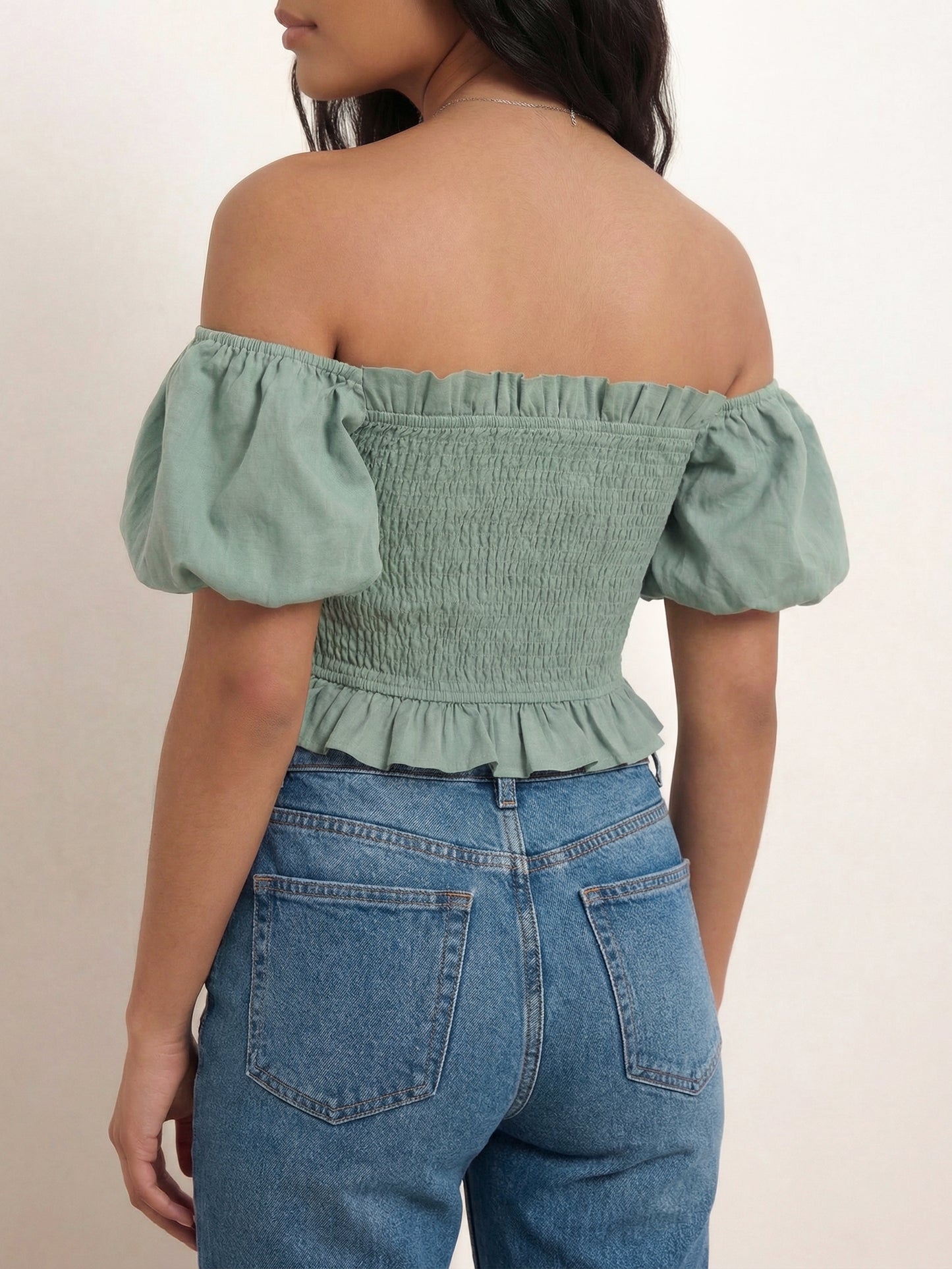 Lovedrobe Sea Green Short Sleeve Shirred Top Co-Ord