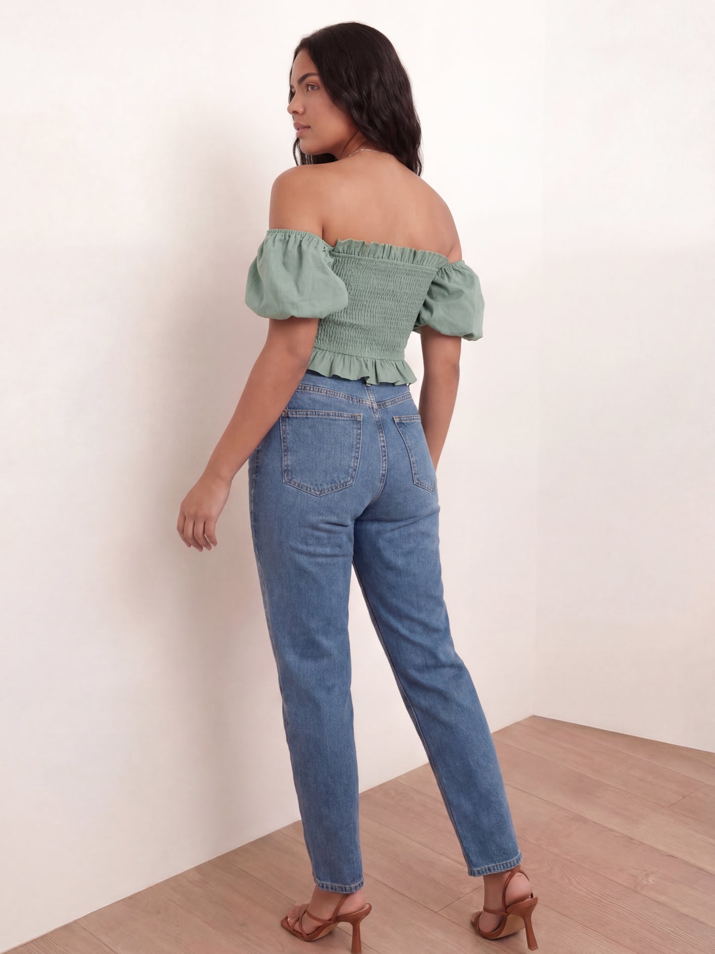 Lovedrobe Sea Green Short Sleeve Shirred Top Co-Ord