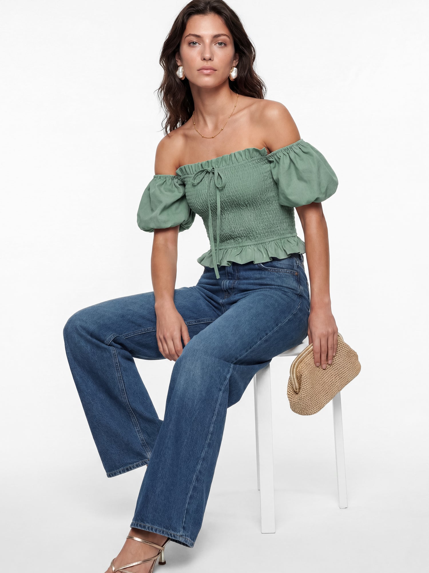 Lovedrobe Sea Short Sleeve Shirred Top Co Ord