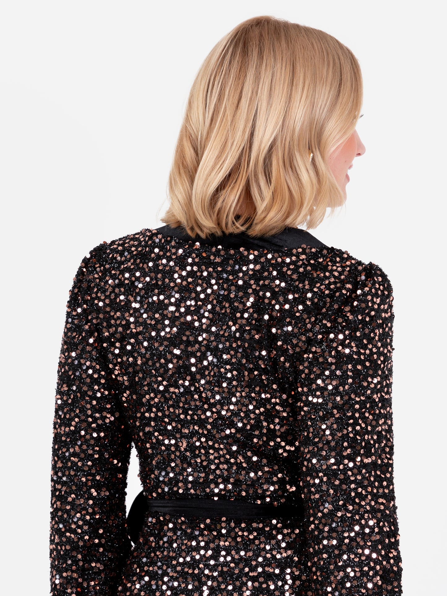 Lovedrobe Sequin & Tinsel Wrap Mini Dress with Velvet Trim