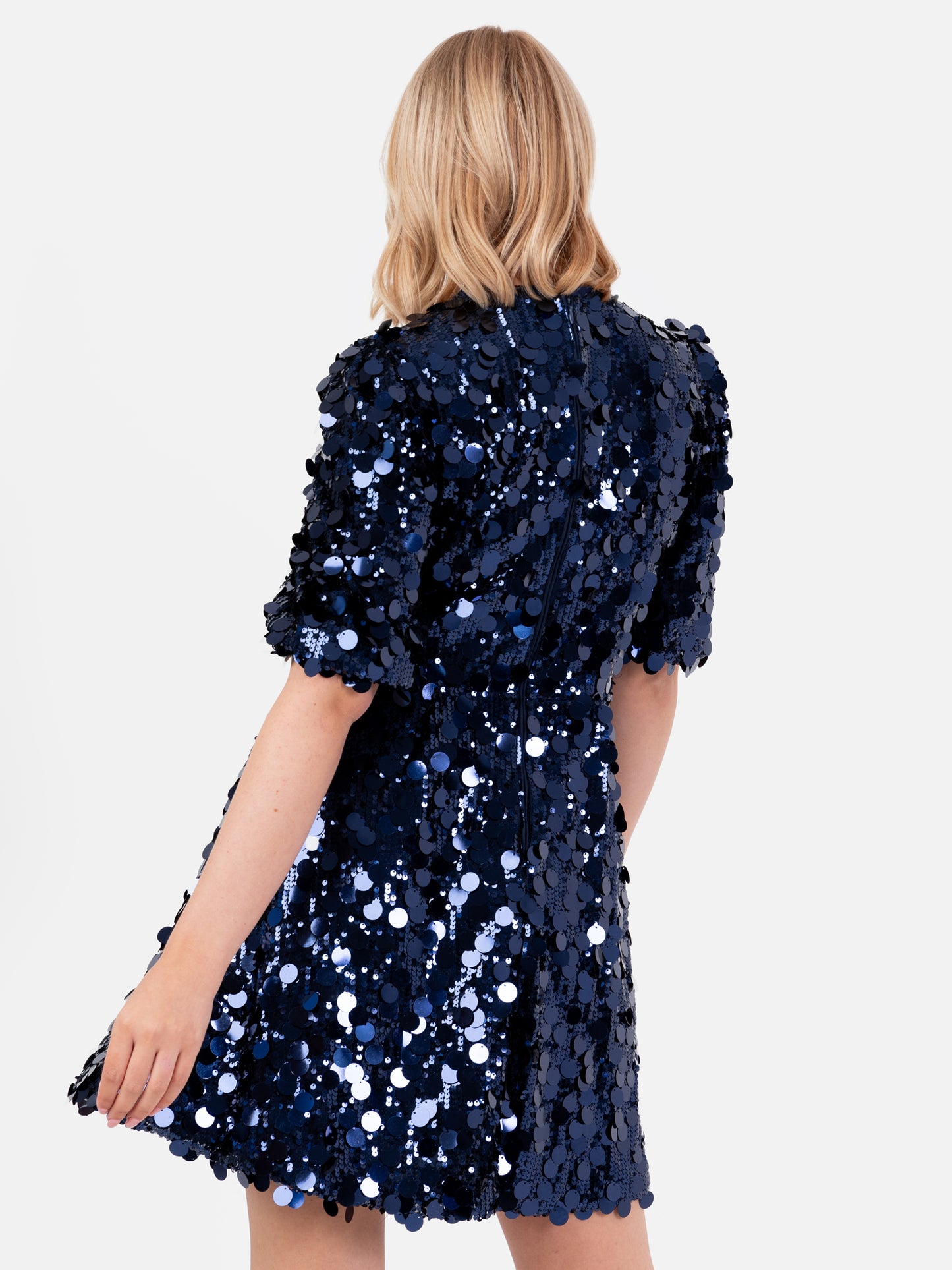 Lovedrobe Navy Sequin Short Sleeve Mini Dress