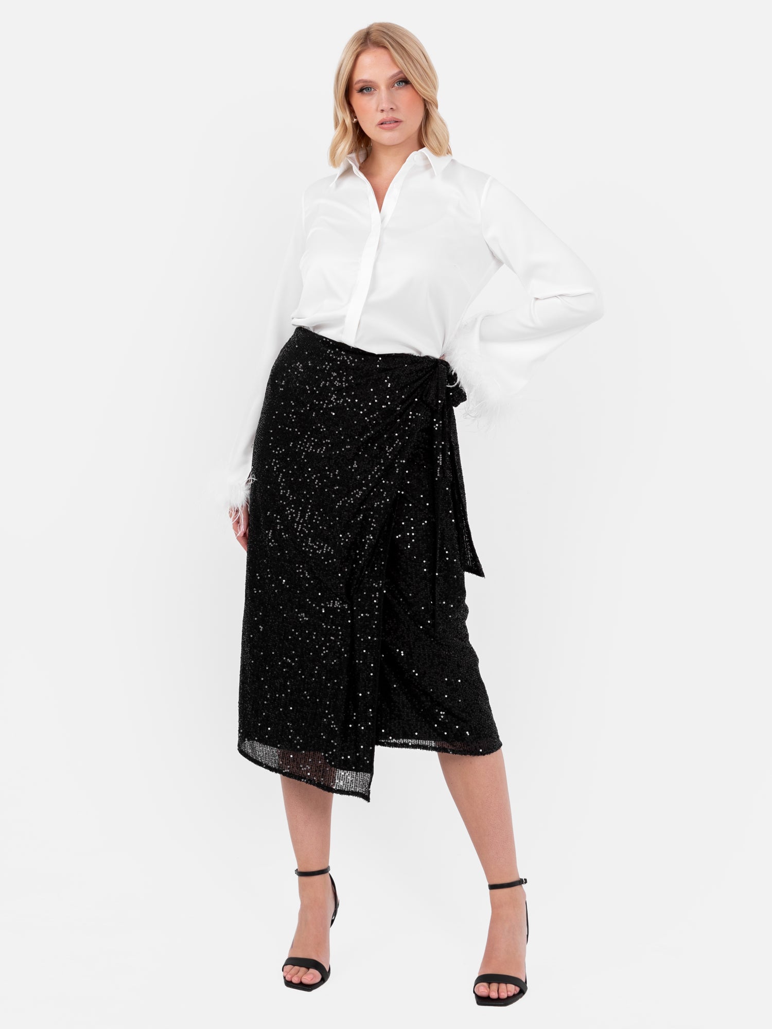Lovedrobe Sequin Midi Wrap Skirt