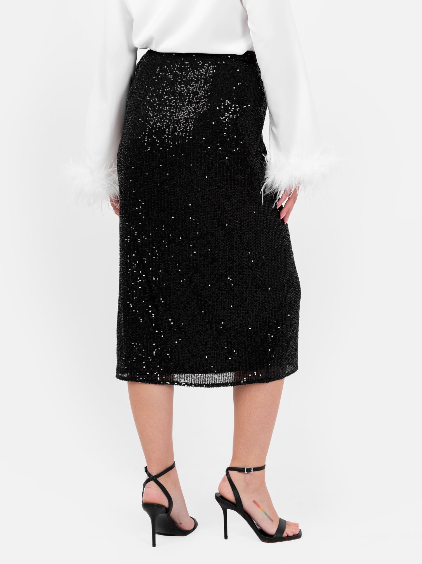 Lovedrobe Black Sequin Midi Wrap Skirt