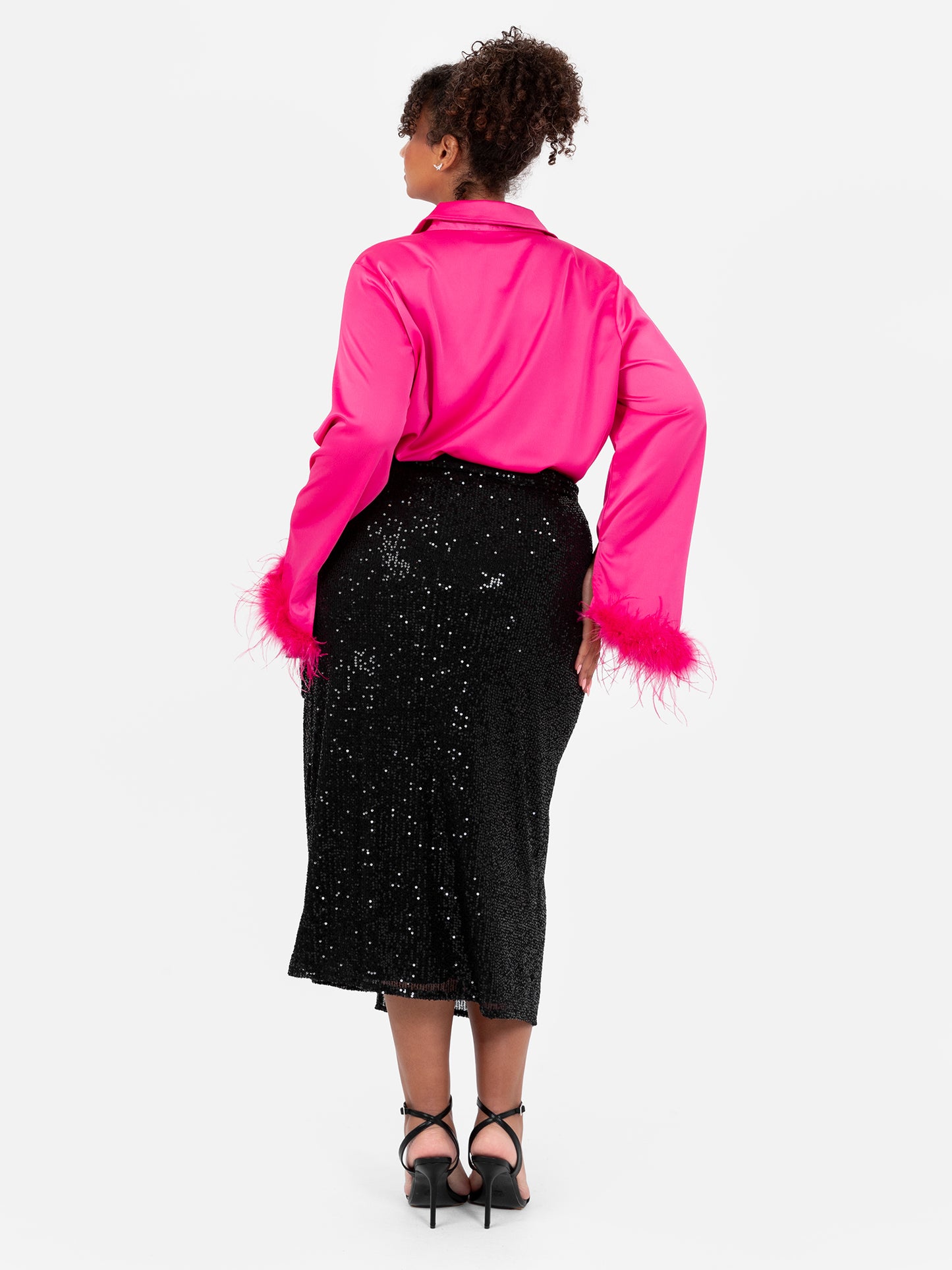 Lovedrobe Black Sequin Midi Wrap Skirt