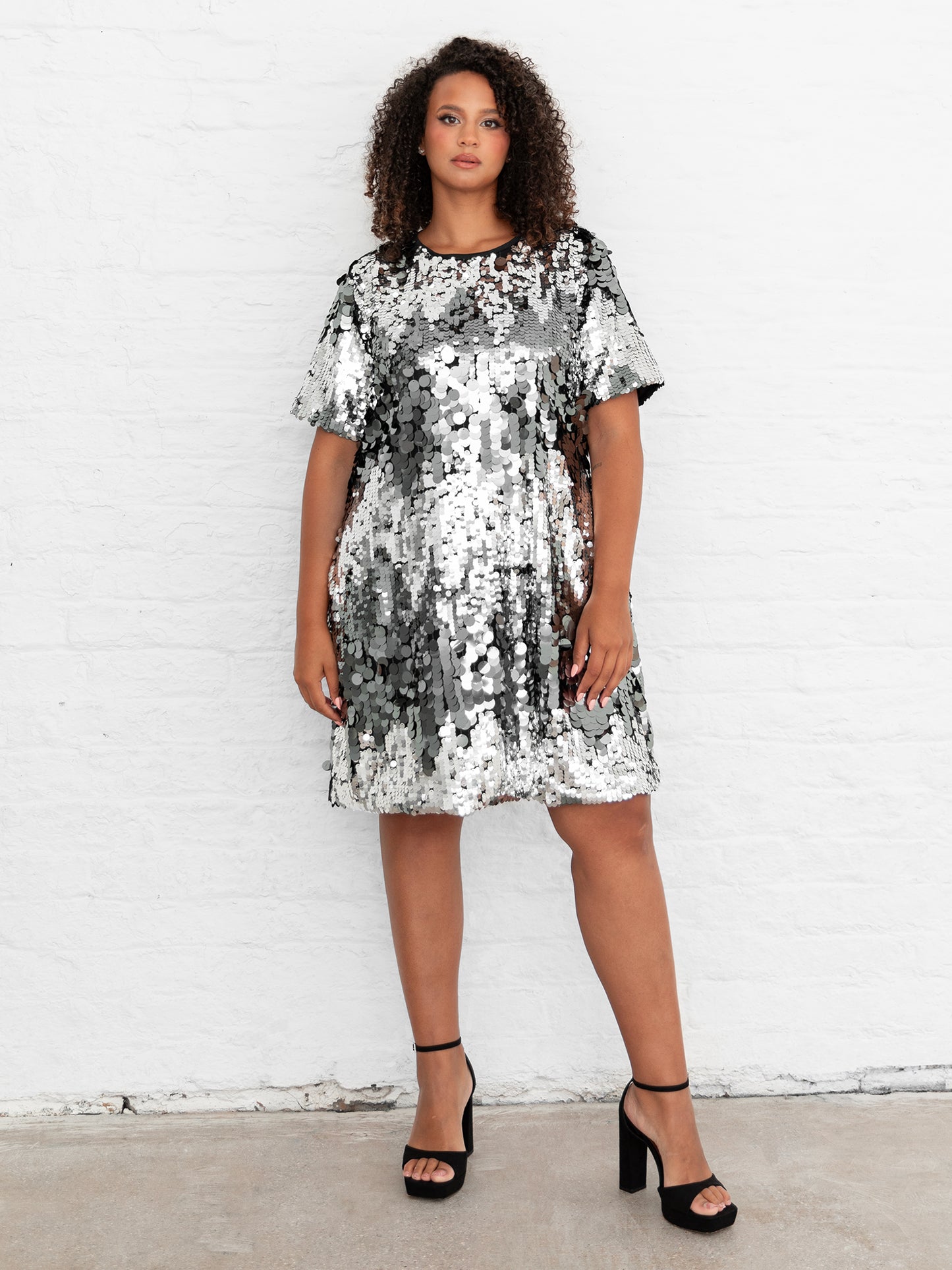 Lovedrobe Sequin T-Shirt Swing Mini Dress