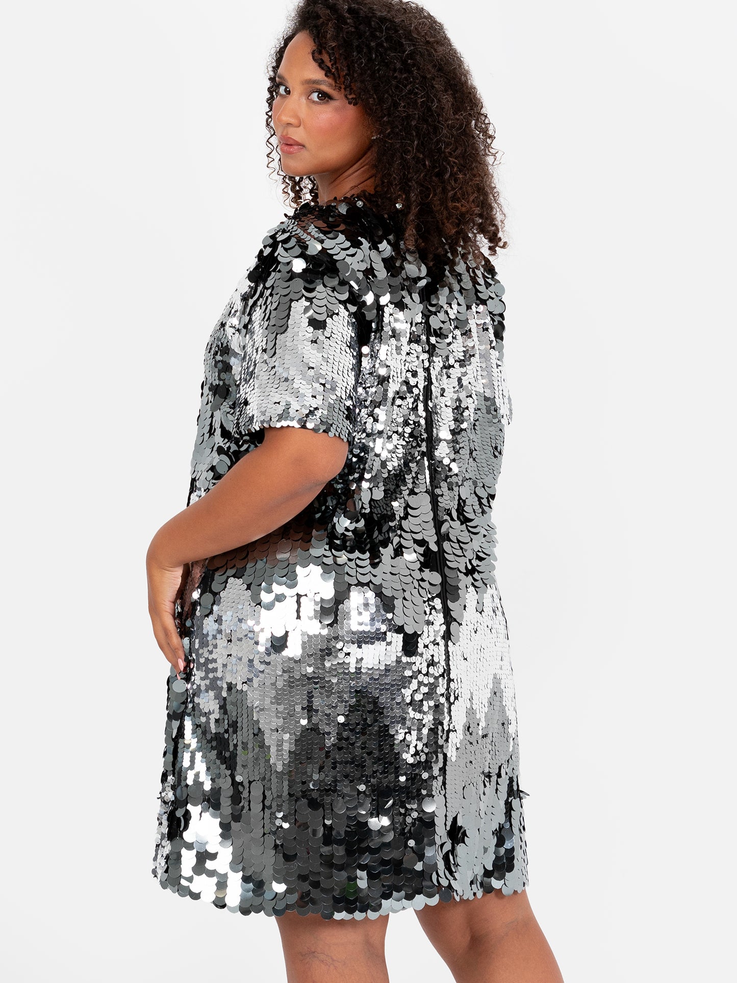 Lovedrobe Sequin T-Shirt Swing Mini Dress