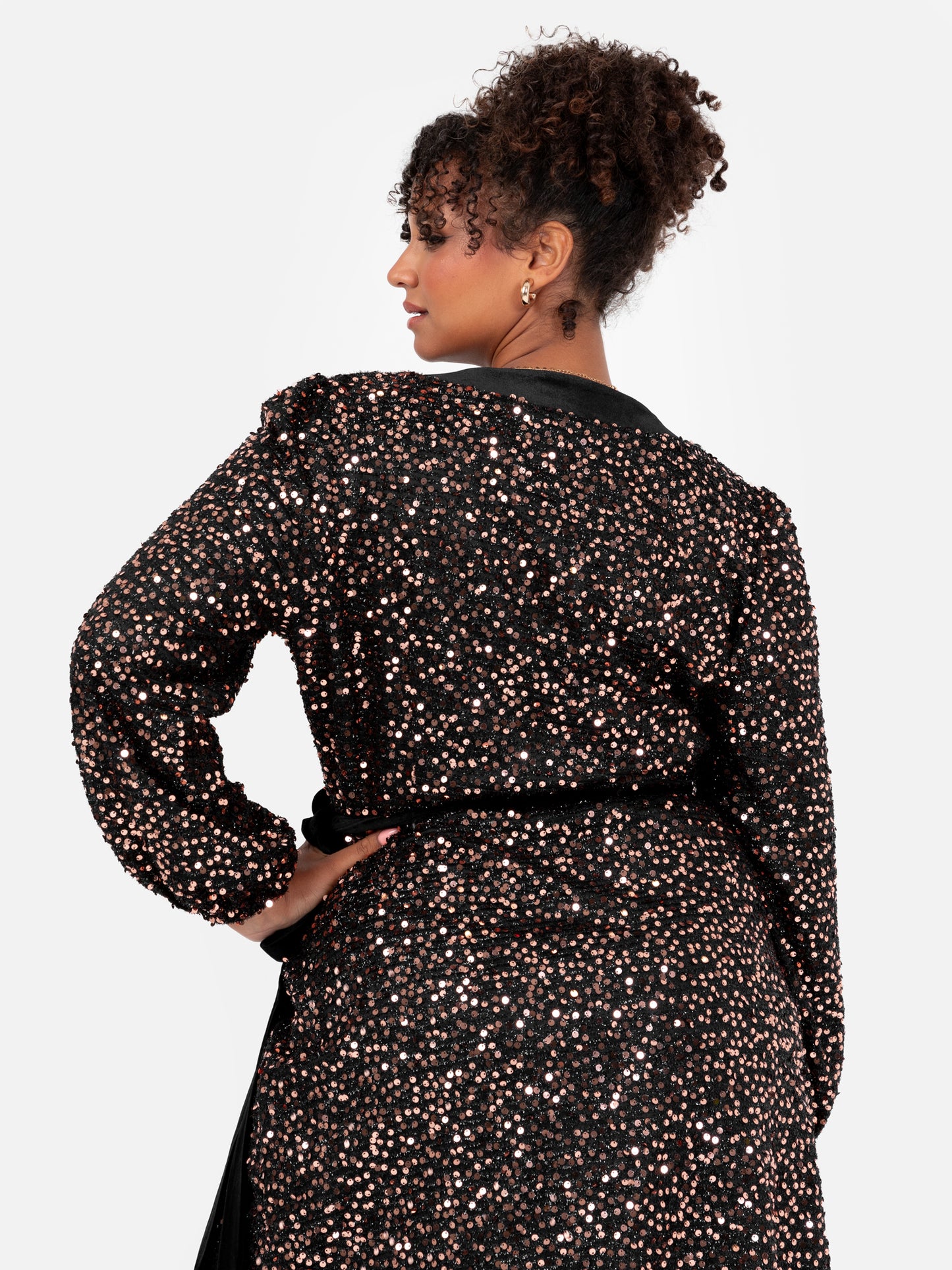 Lovedrobe Sequin & Tinsel Wrap Mini Dress with Velvet Trim