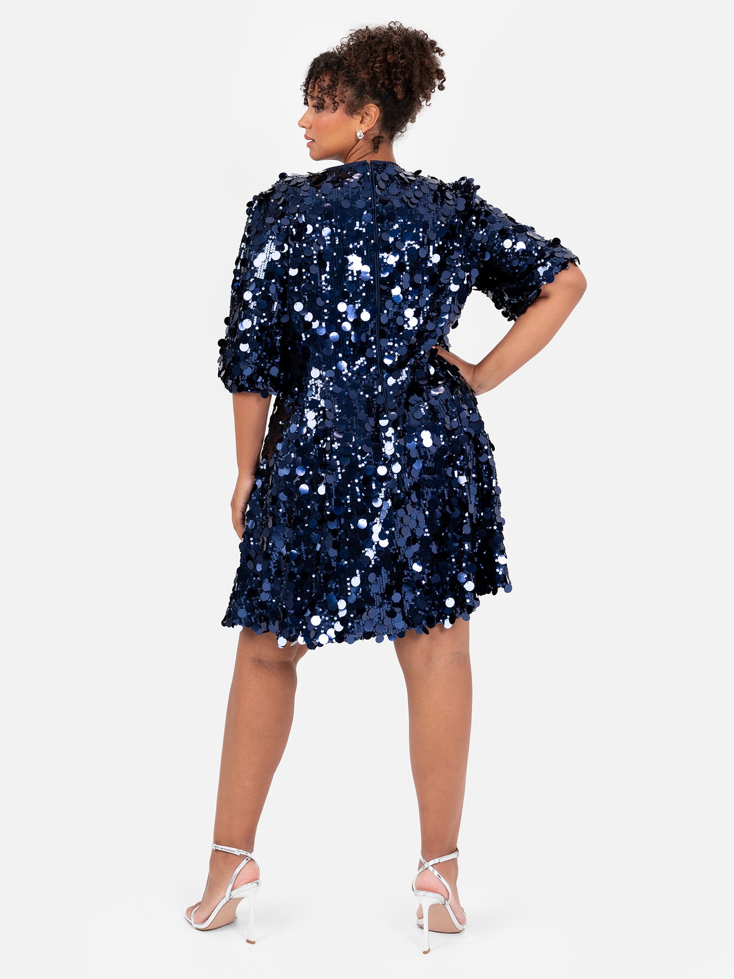 Lovedrobe Navy Sequin Short Sleeve Mini Dress