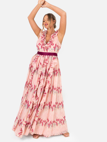 Anaya with Love Recycled Sleeveless Floral Maxi Dress with Ruffle Detail
