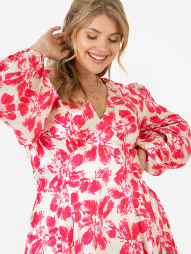Lovedrobe Luxe Long Sleeve Pink Floral Maxi Dress