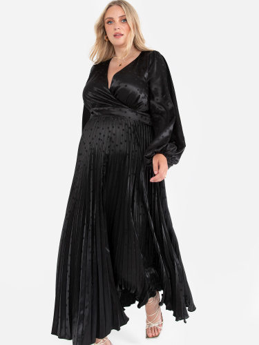 Lovedrobe Luxe Black Spot Satin Midaxi Dress